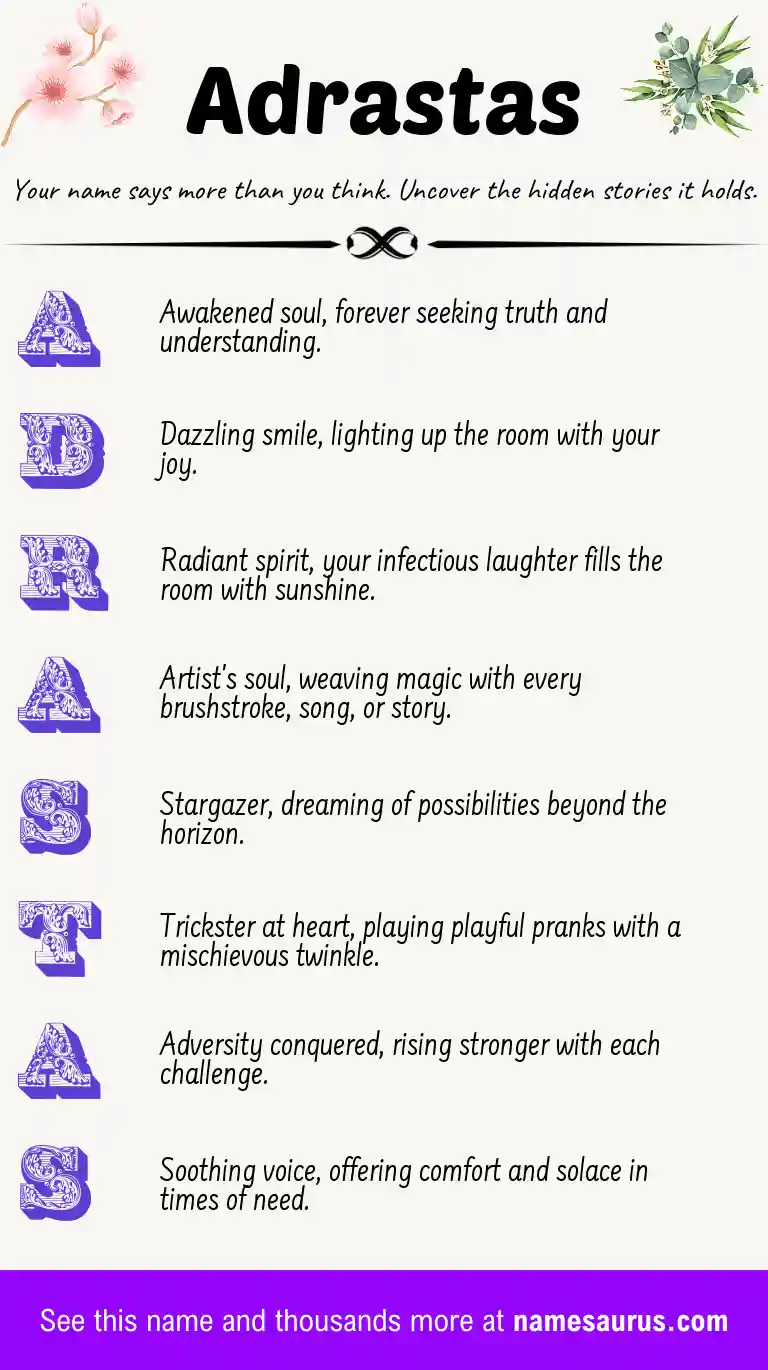 Acrostic poem about Adrastas.
