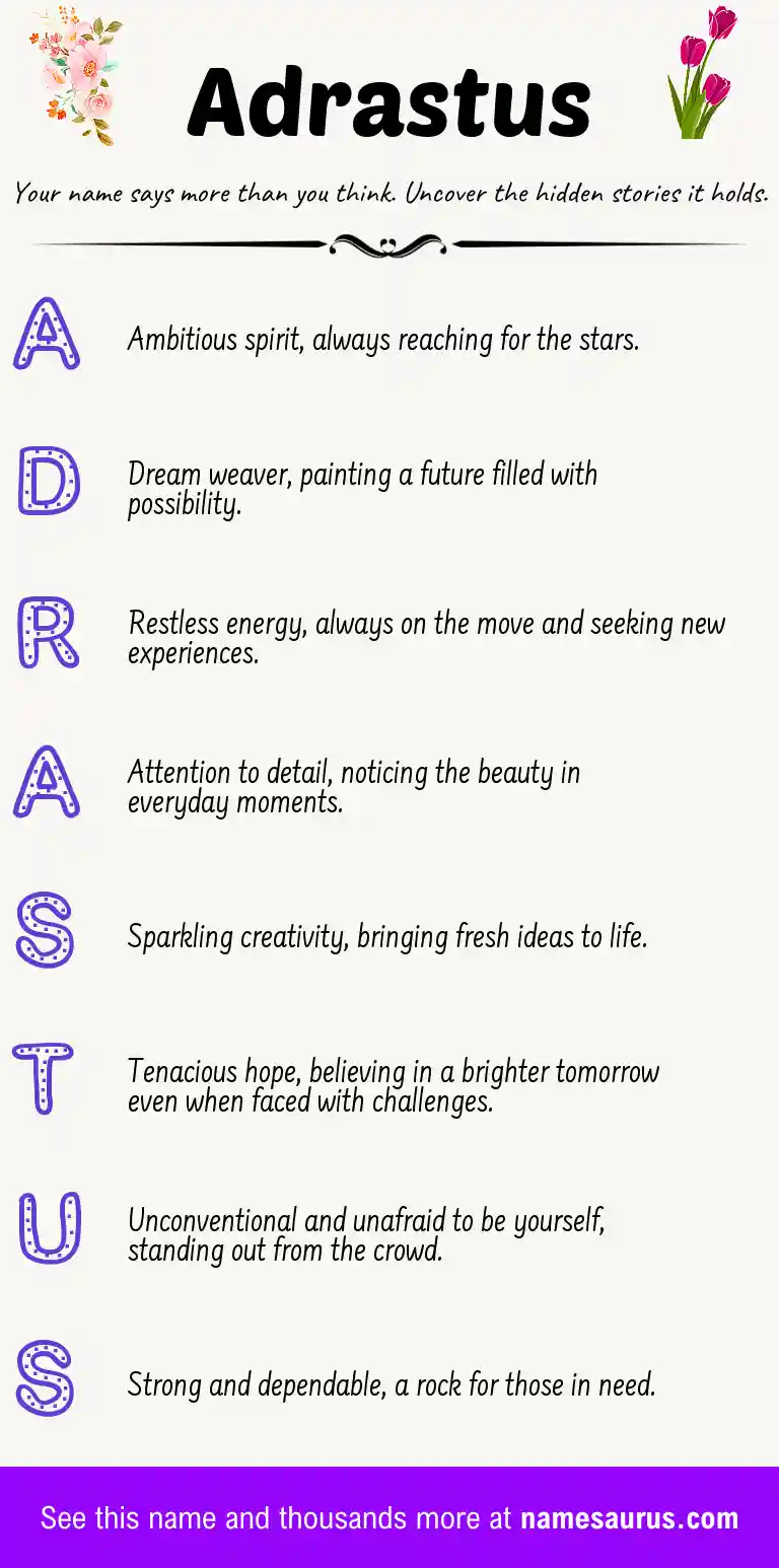 Acrostic poem about Adrastus.