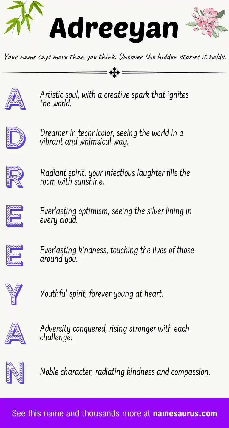 Acrostic poem about Adreeyan.