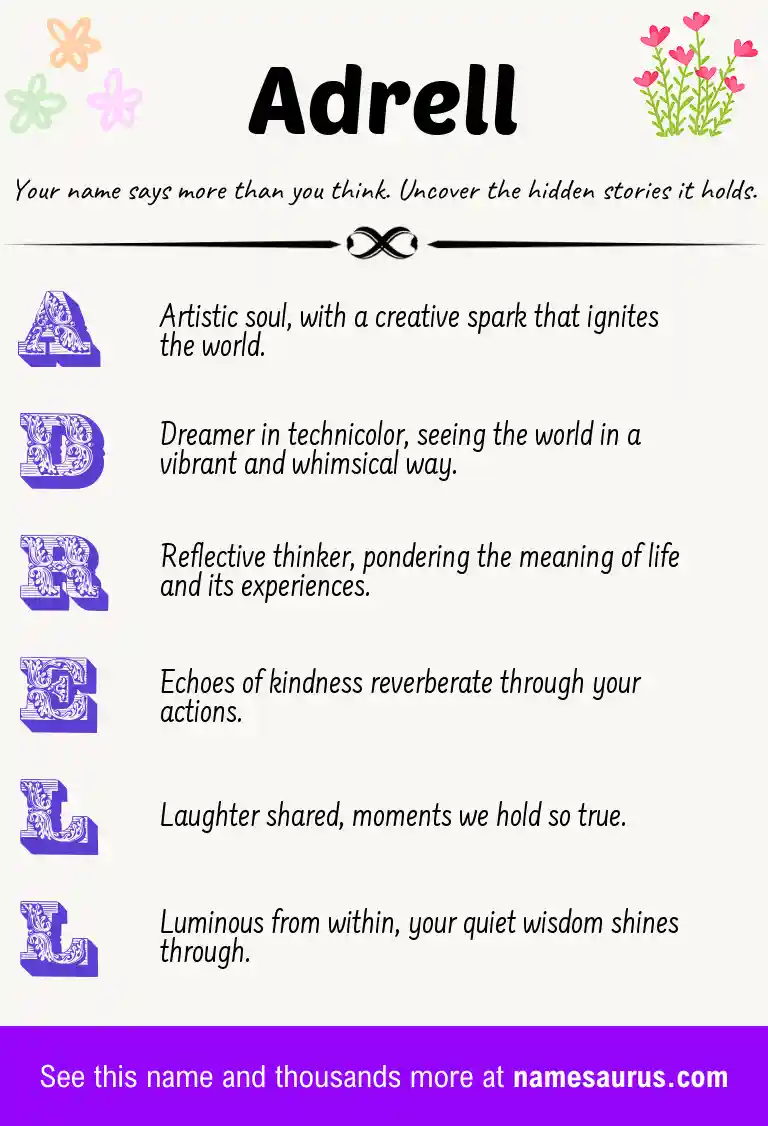 Acrostic poem about Adrell.