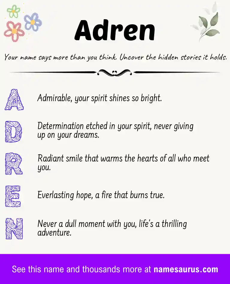 Acrostic poem about Adren.
