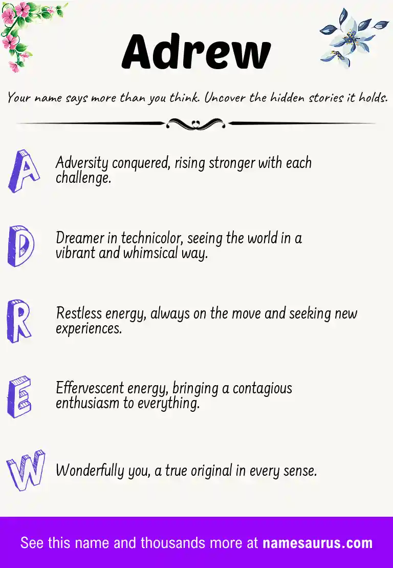 Acrostic poem about Adrew.