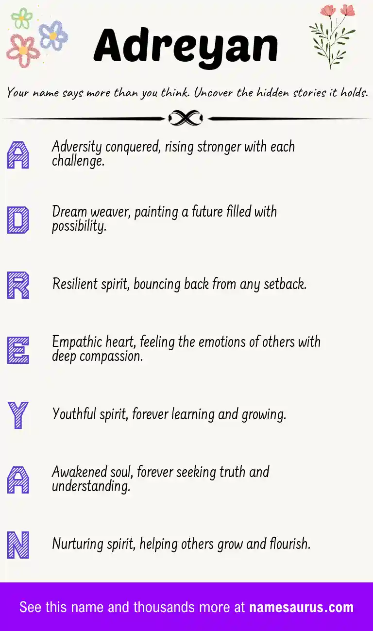 Acrostic poem about Adreyan.