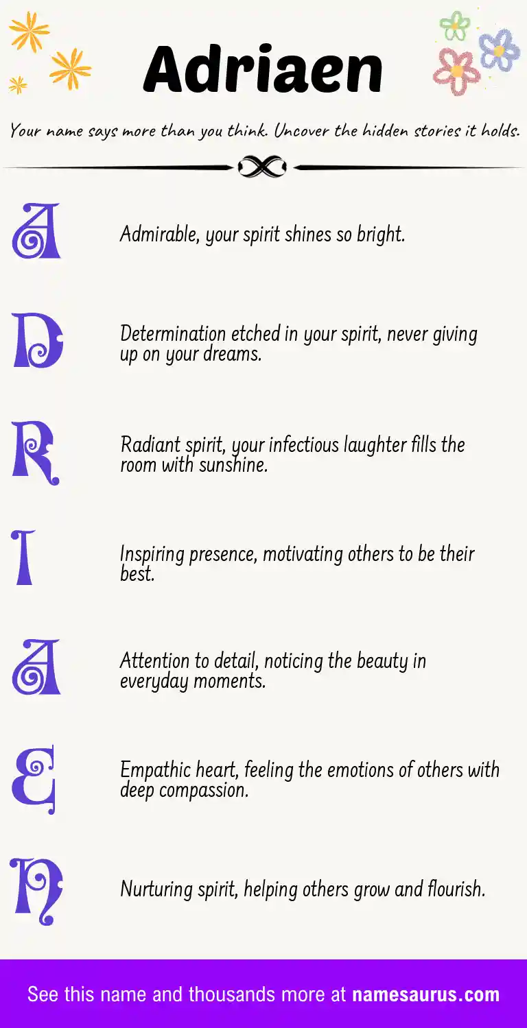 Acrostic poem about Adriaen.