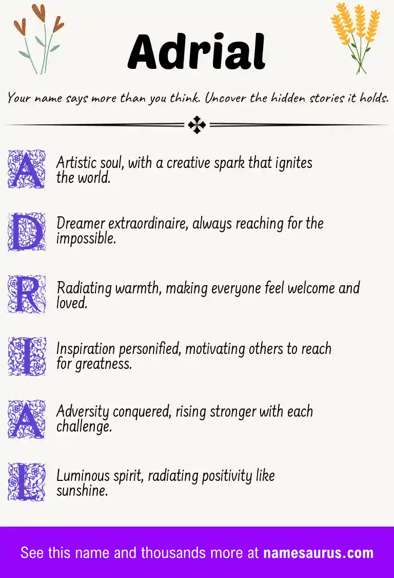 Acrostic poem about Adrial.