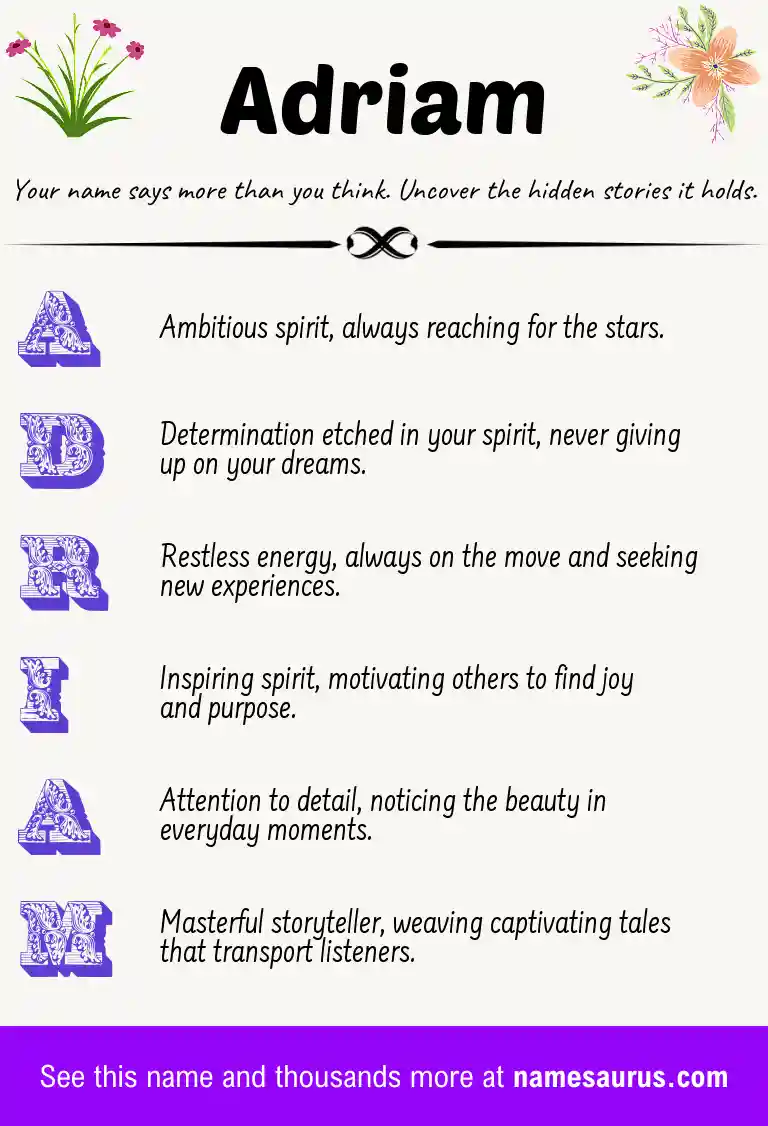 Acrostic poem about Adriam.
