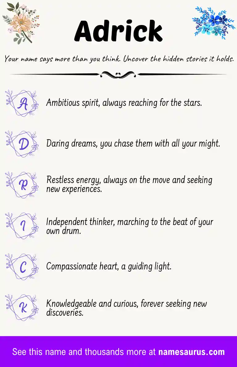 Acrostic poem about Adrick.