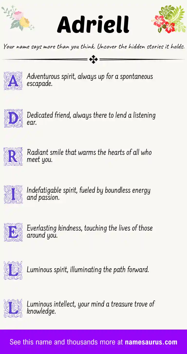 Acrostic poem about Adriell.
