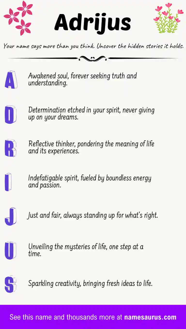 Acrostic poem about Adrijus.