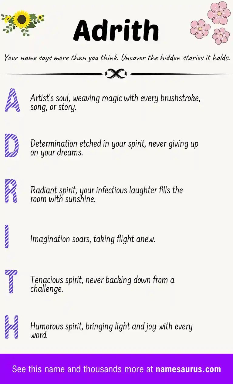 Acrostic poem about Adrith.