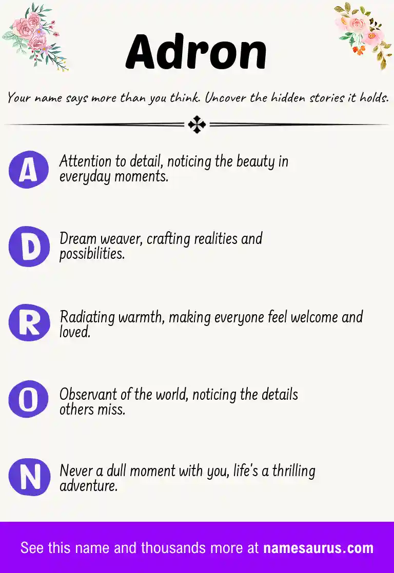 Acrostic poem about Adron.