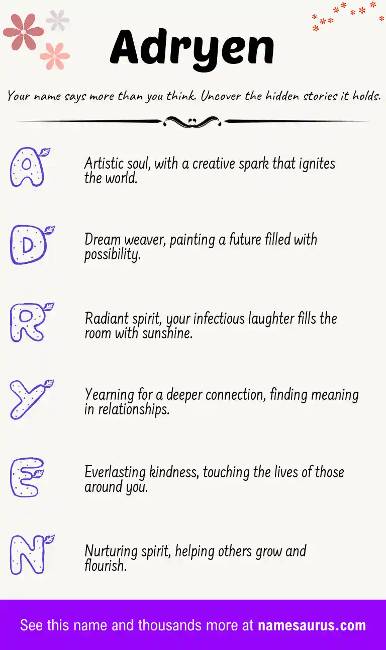 Acrostic poem about Adryen.
