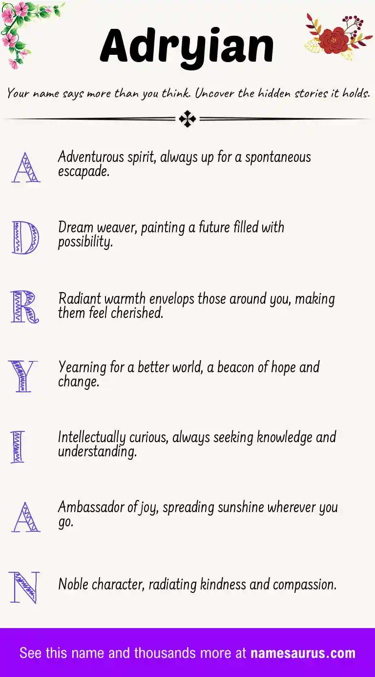 Acrostic poem about Adryian.