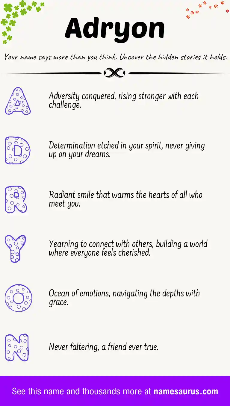 Acrostic poem about Adryon.