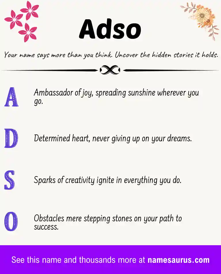 Acrostic poem about Adso.