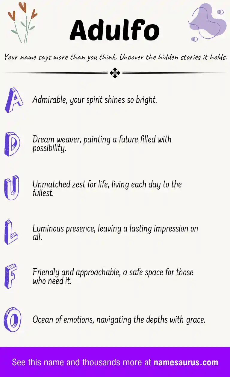 Acrostic poem about Adulfo.