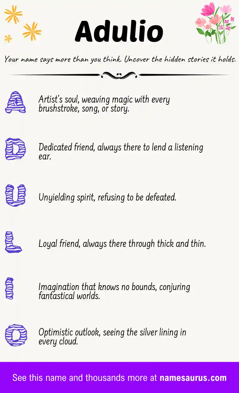 Acrostic poem about Adulio.