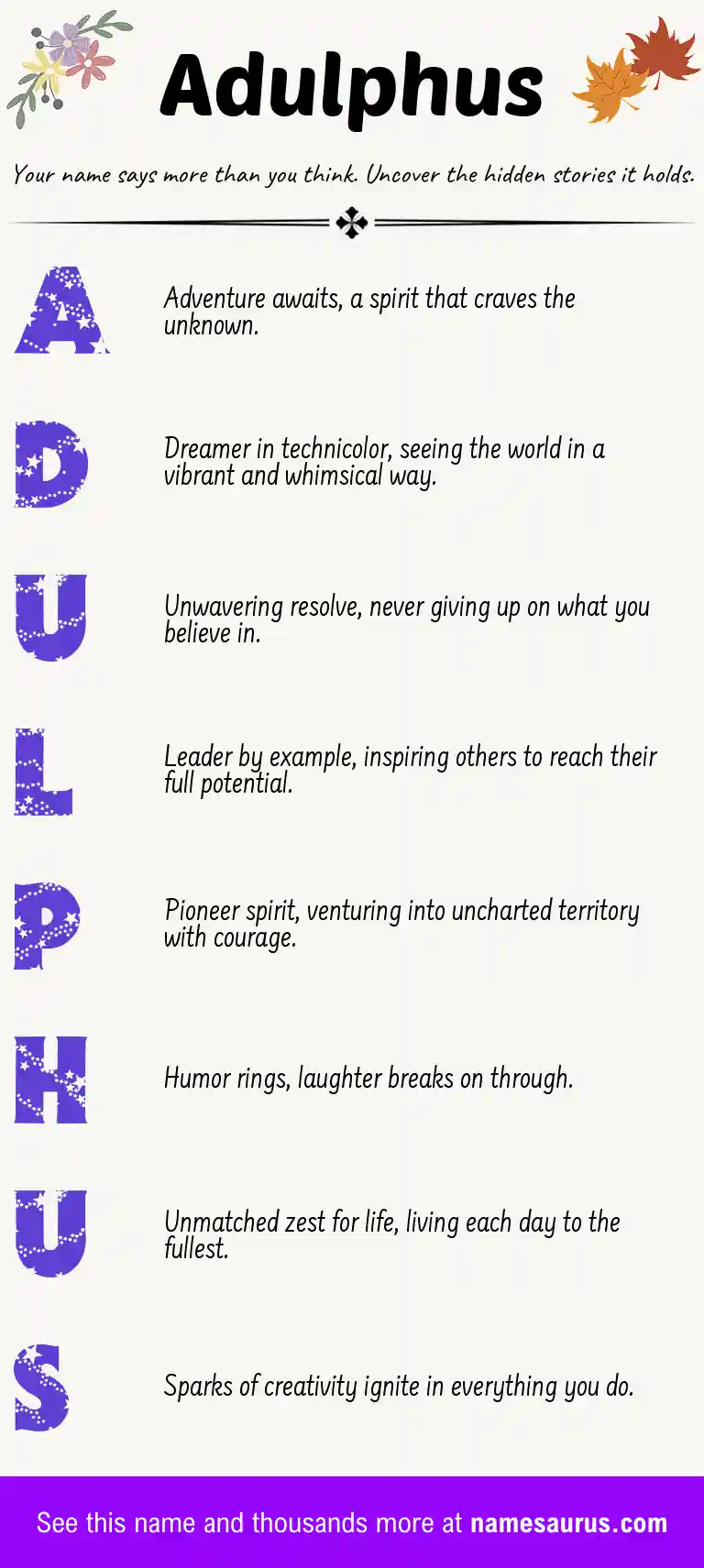 Acrostic poem about Adulphus.