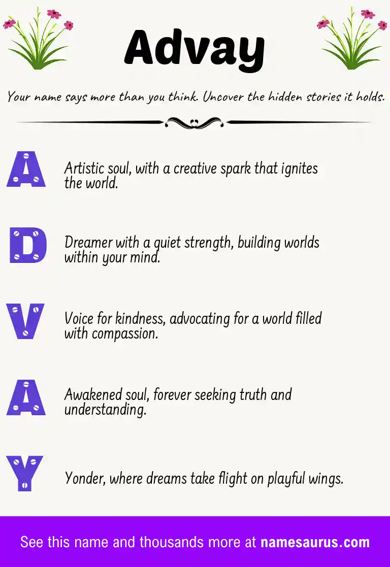Acrostic poem about Advay.