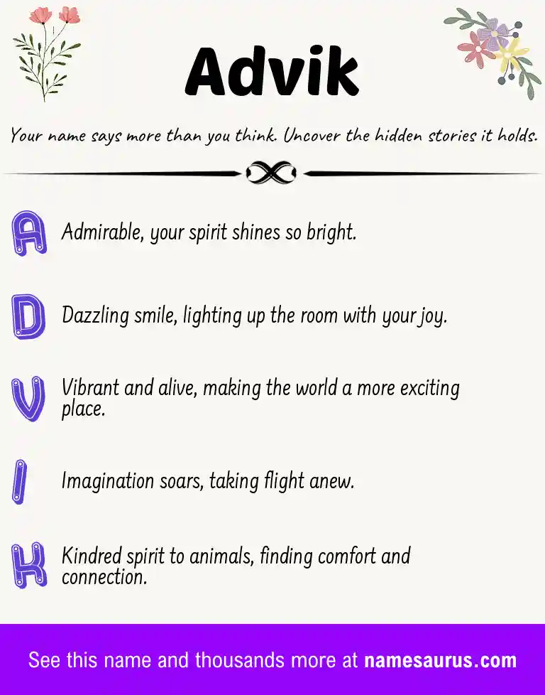 Acrostic poem about Advik.
