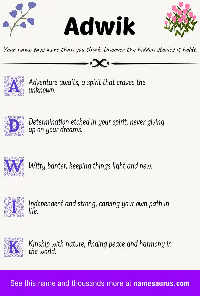 Acrostic poem about Adwik.