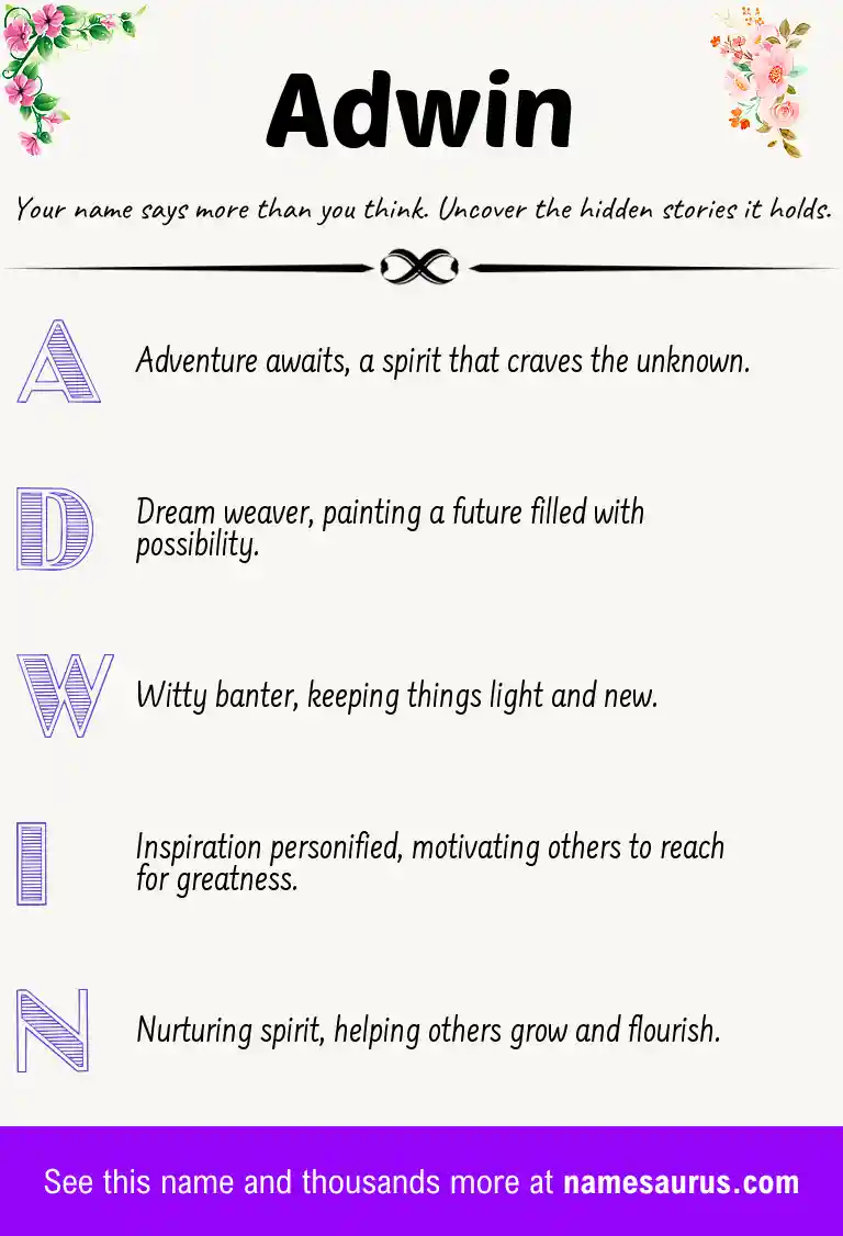 Acrostic poem about Adwin.