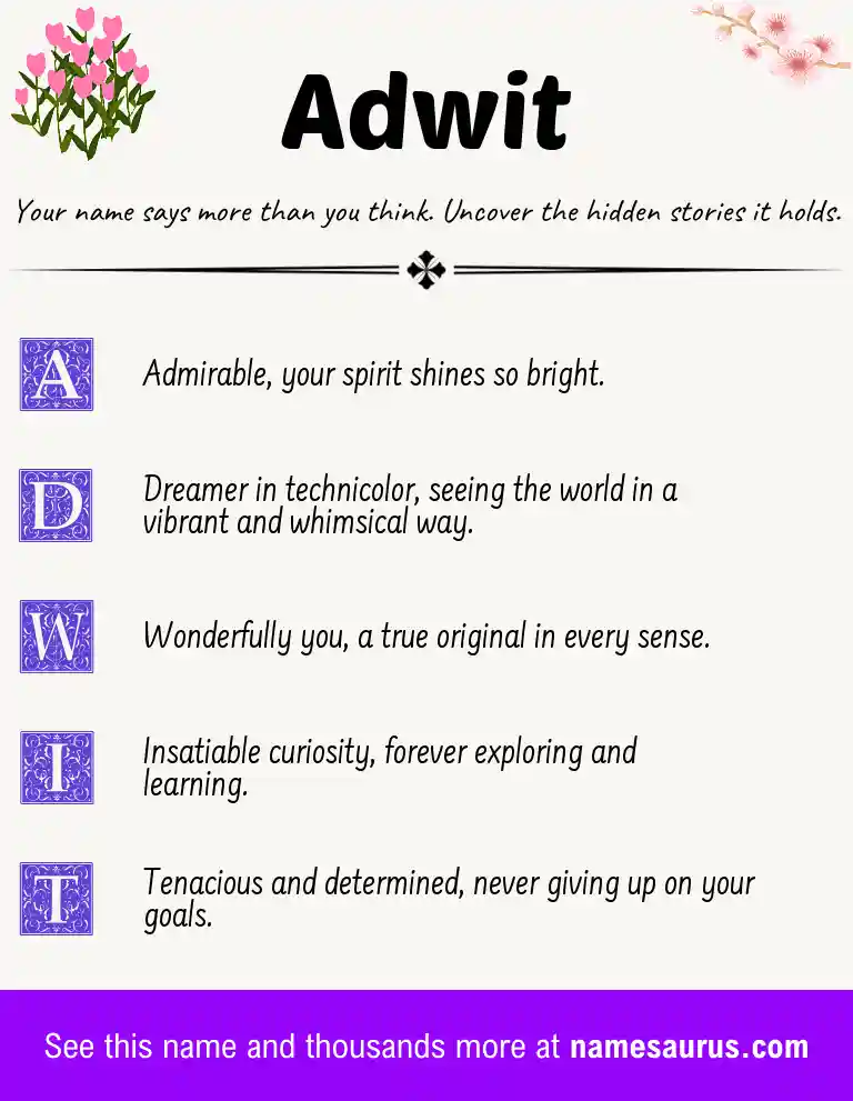 Acrostic poem about Adwit.