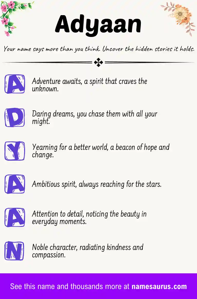 Acrostic poem about Adyaan.