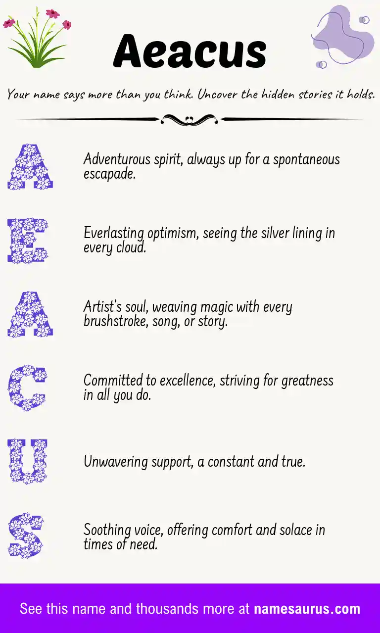 Acrostic poem about Aeacus.