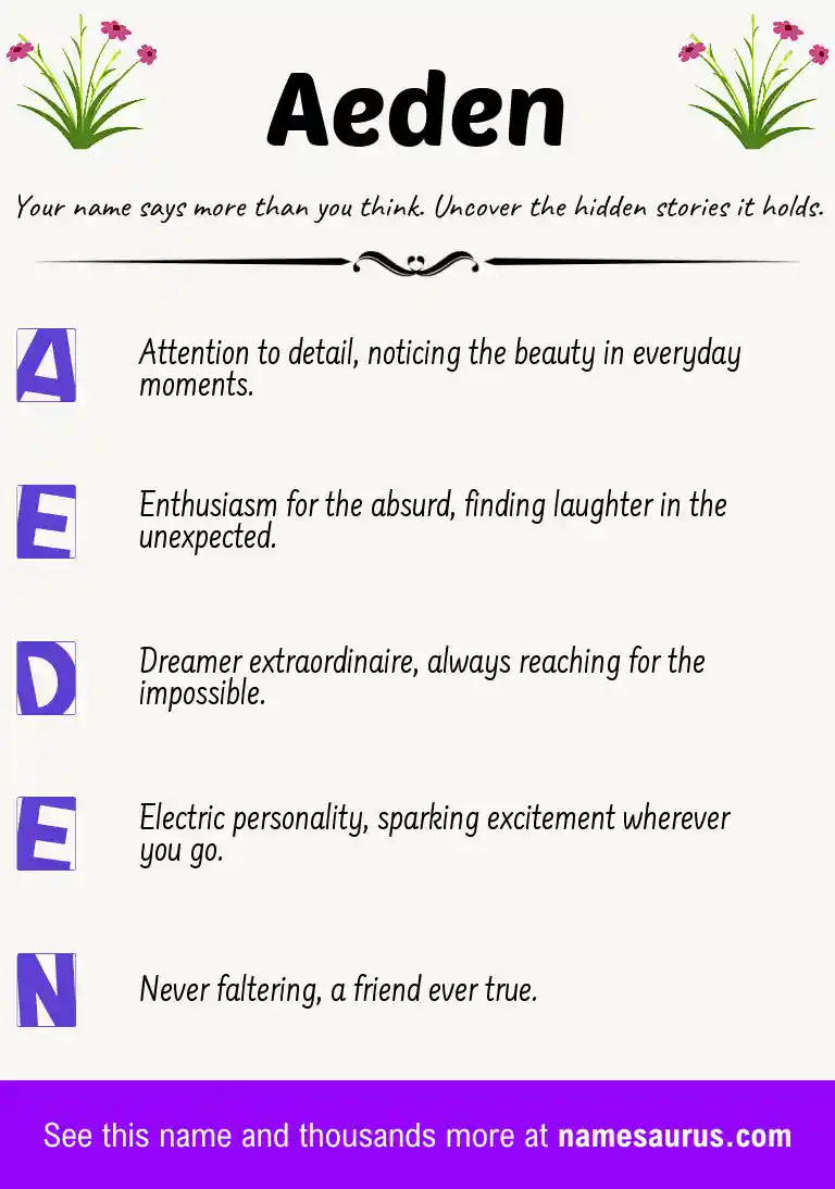 Acrostic poem about Aeden.