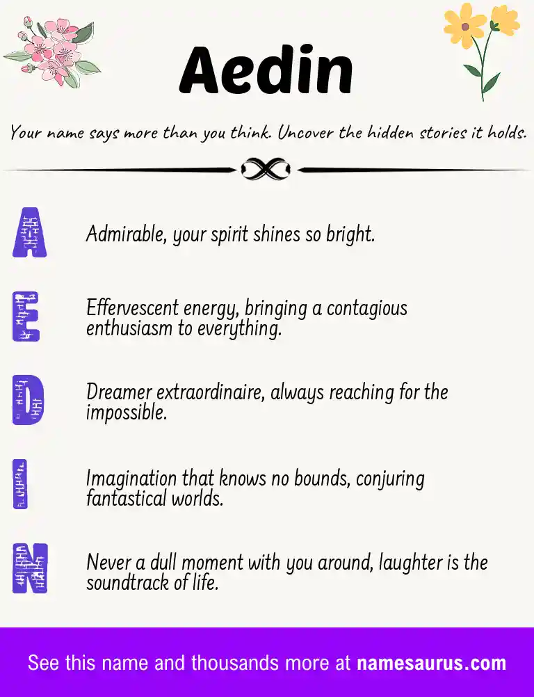 Acrostic poem about Aedin.
