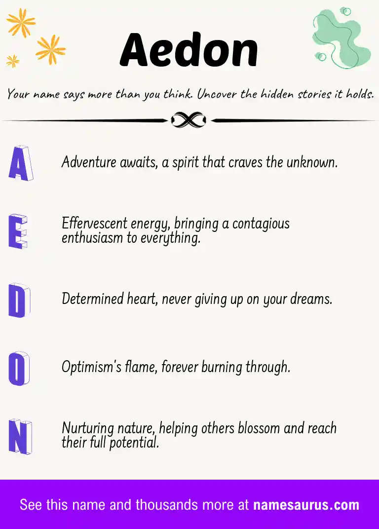 Acrostic poem about Aedon.