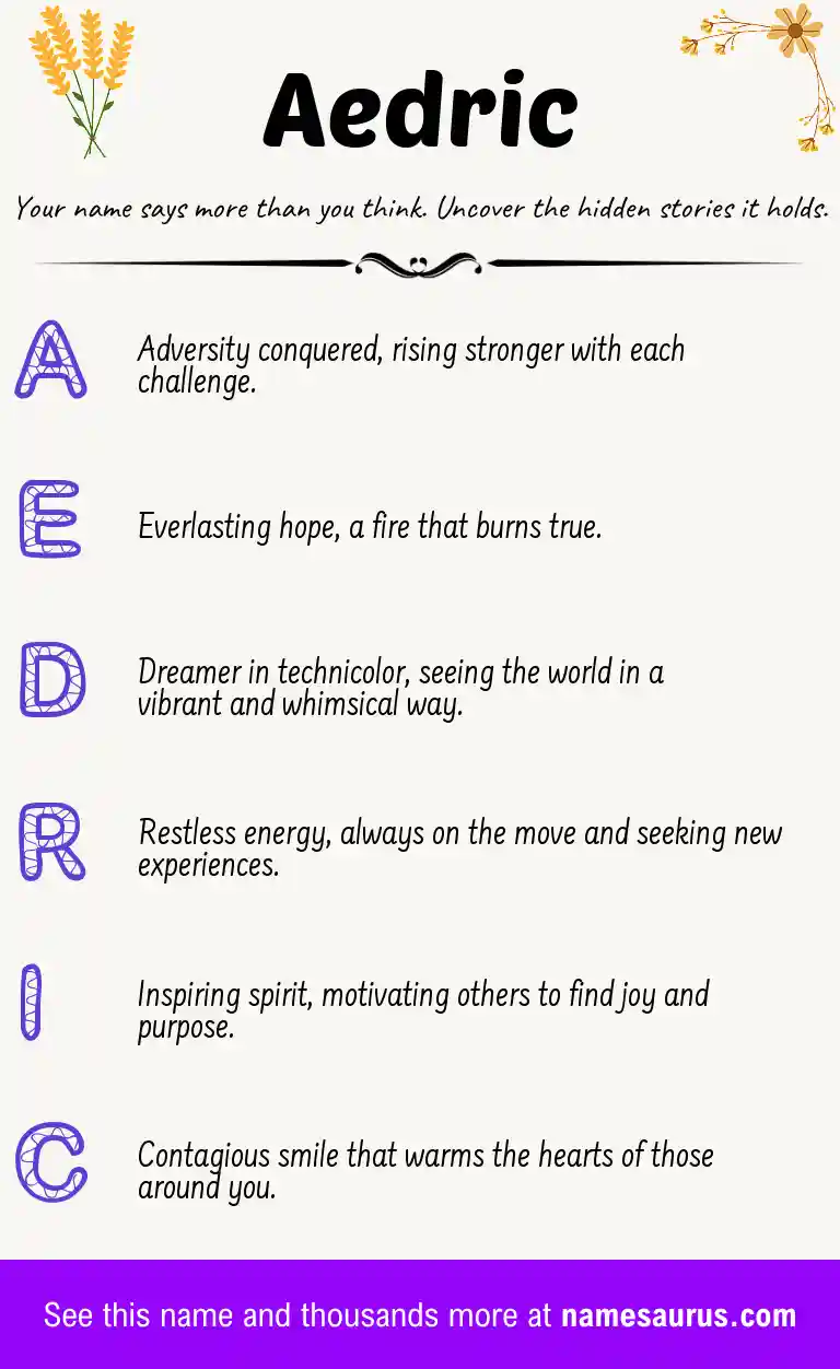 Acrostic poem about Aedric.