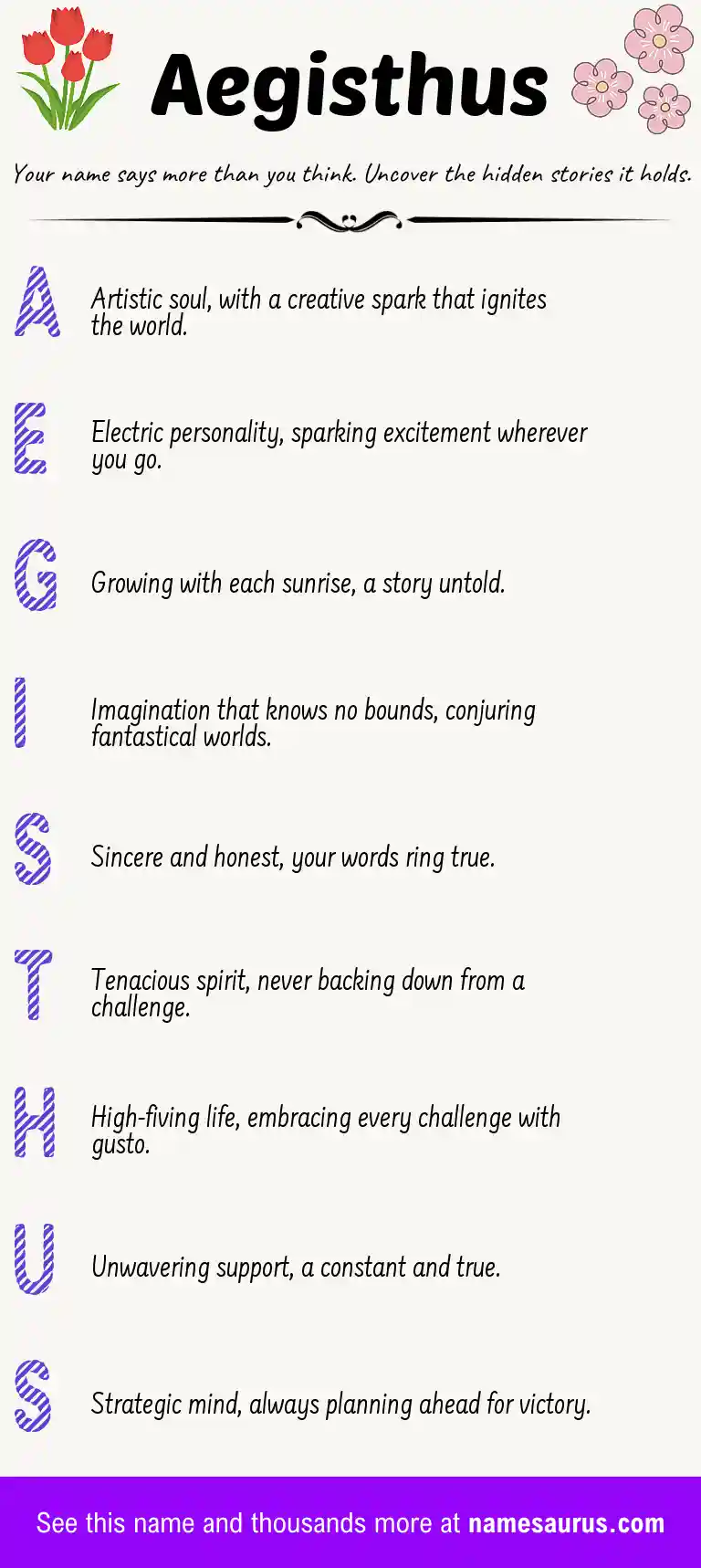 Acrostic poem about Aegisthus.