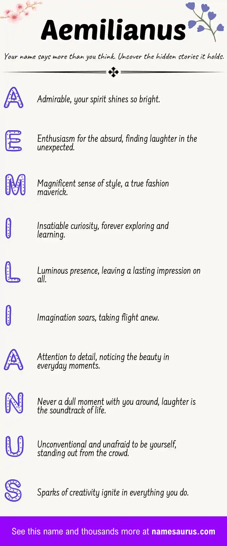 Acrostic poem about Aemilianus.