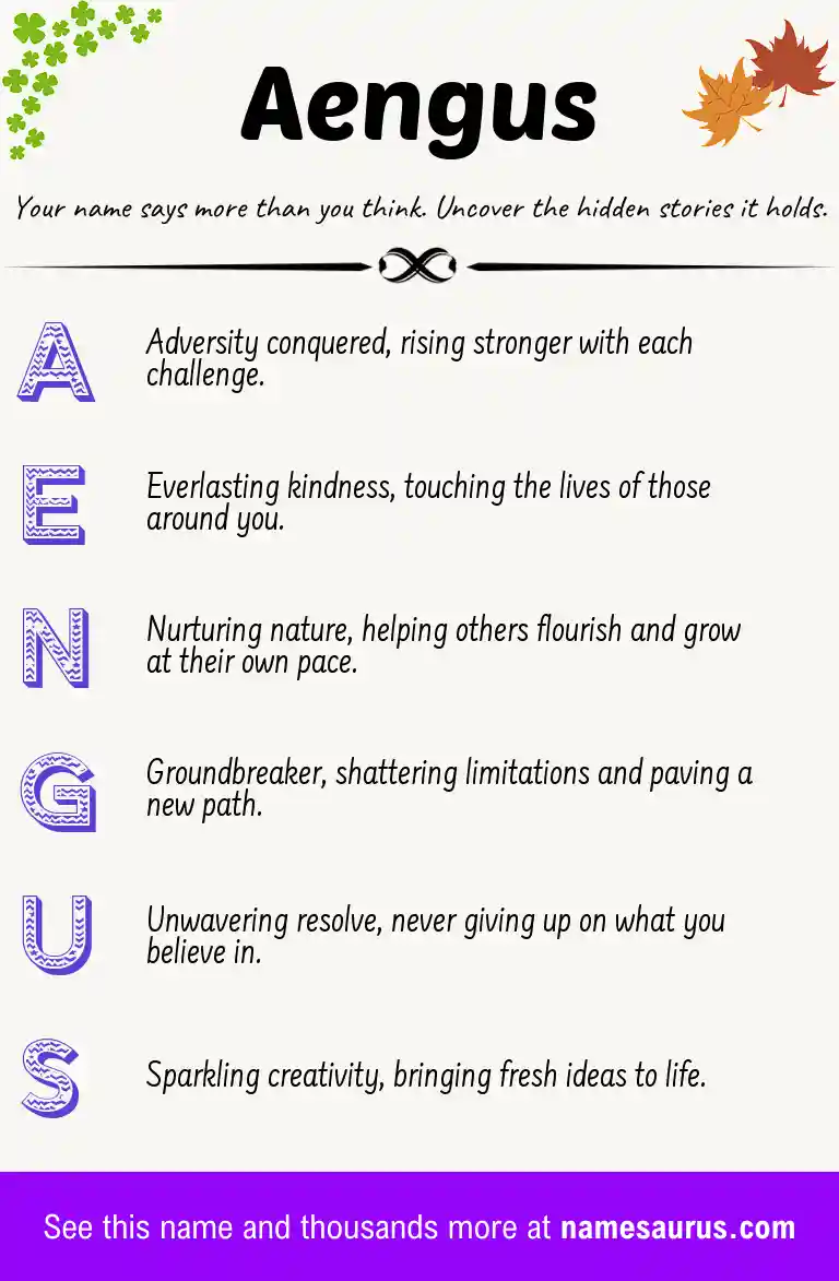 Acrostic poem about Aengus.