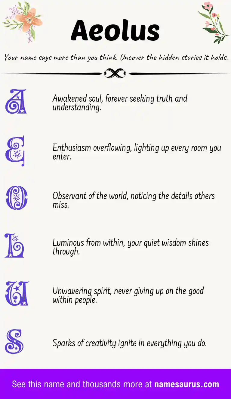 Acrostic poem about Aeolus.