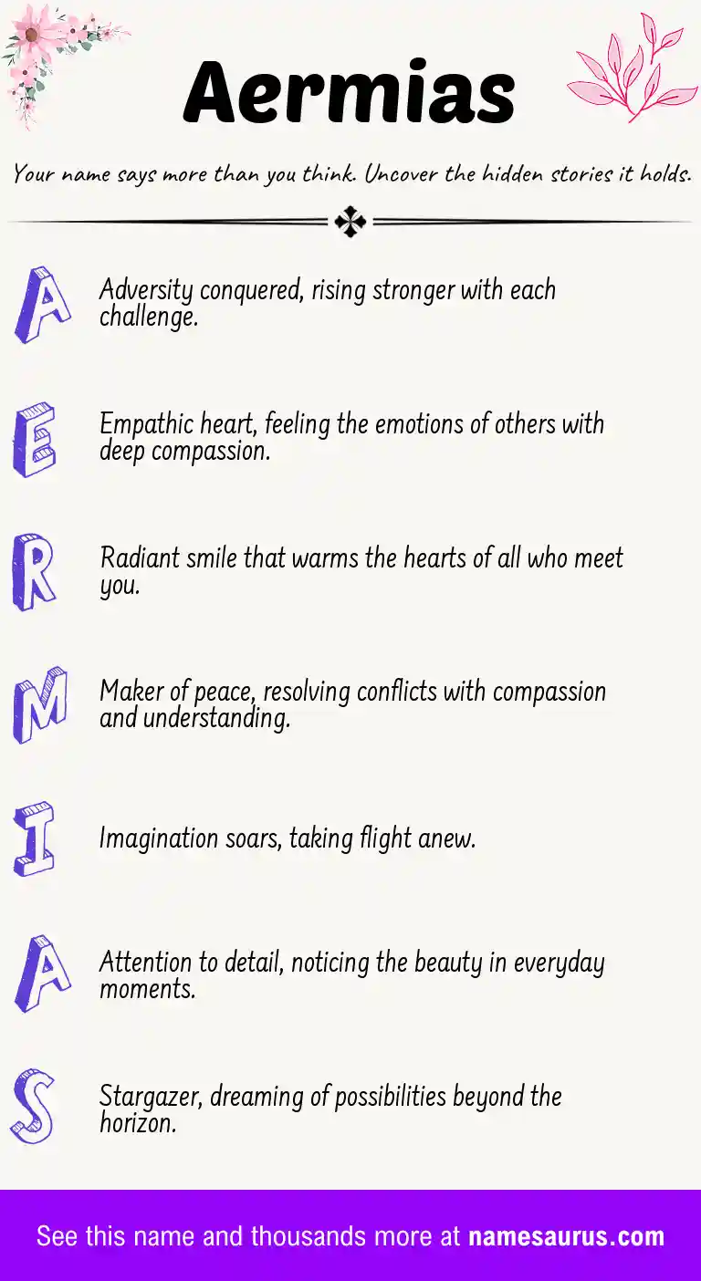 Acrostic poem about Aermias.