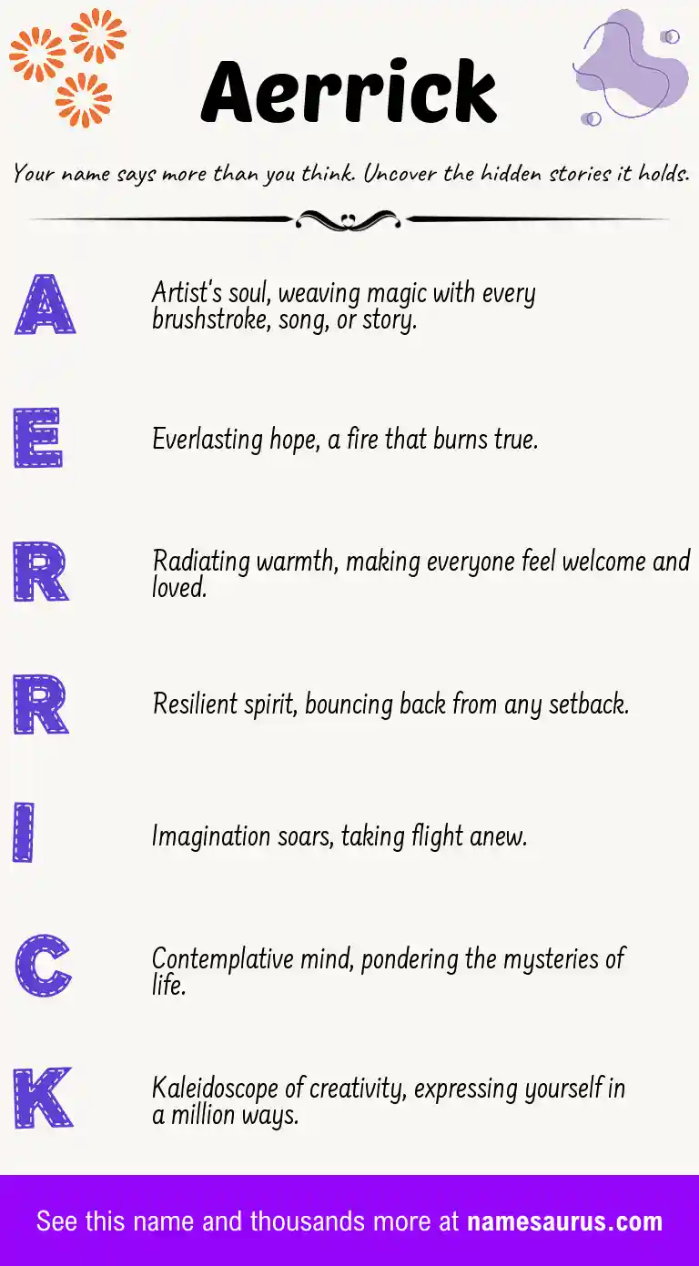 Acrostic poem about Aerrick.