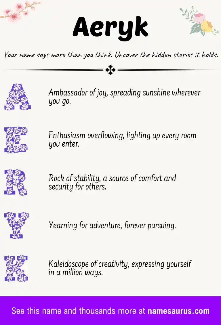 Acrostic poem about Aeryk.