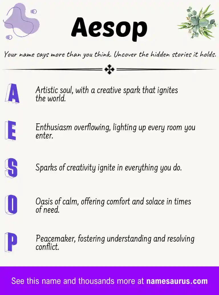 Acrostic poem about Aesop.