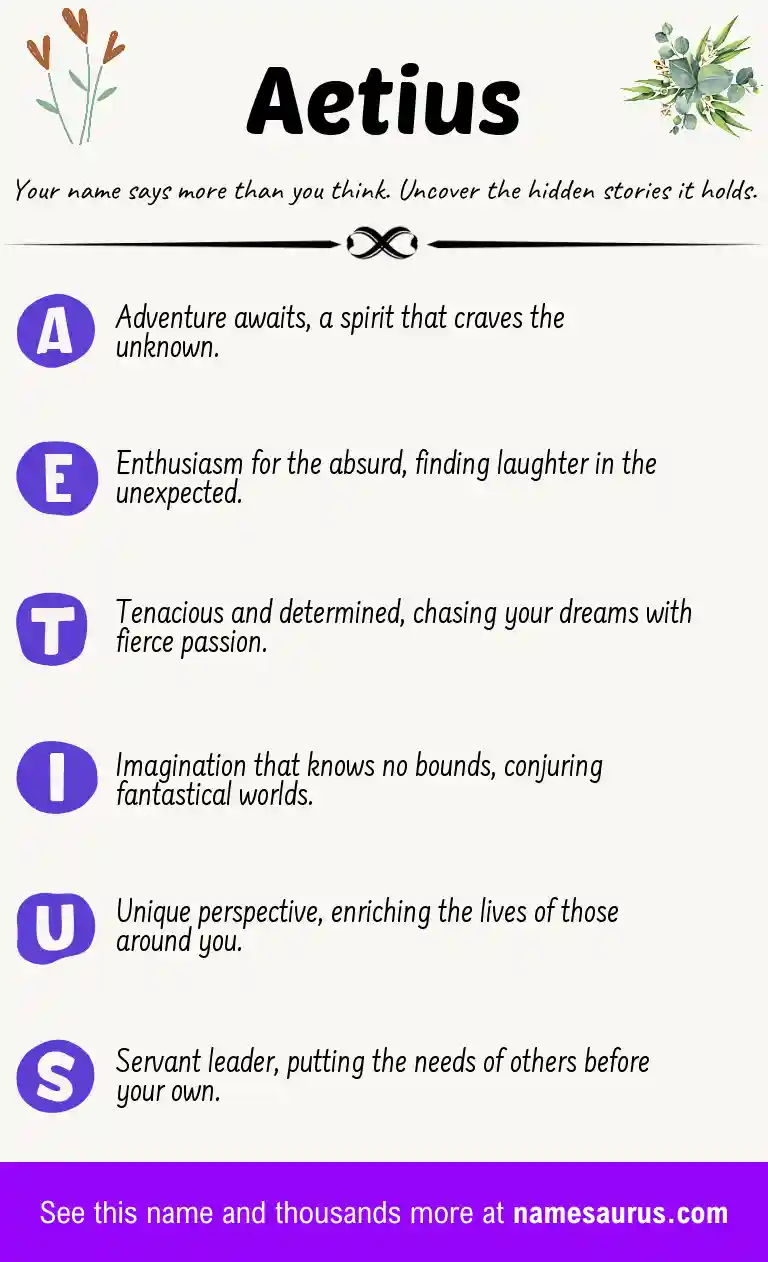 Acrostic poem about Aetius.