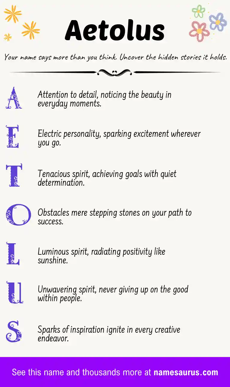 Acrostic poem about Aetolus.