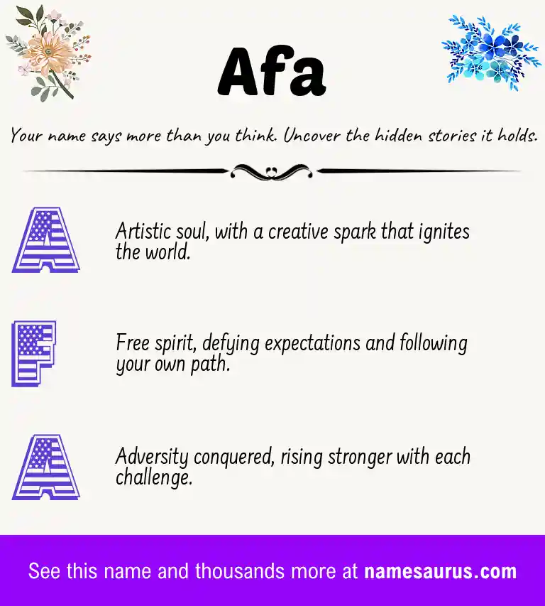Acrostic poem about Afa.