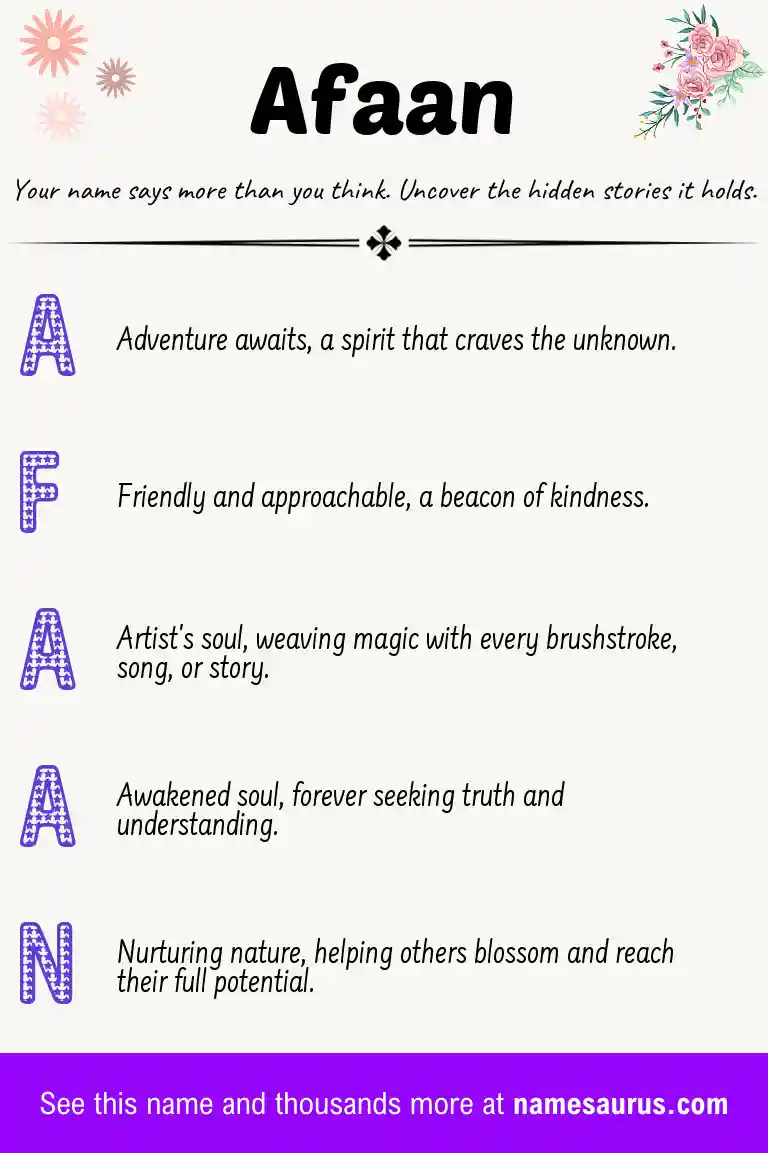 Acrostic poem about Afaan.