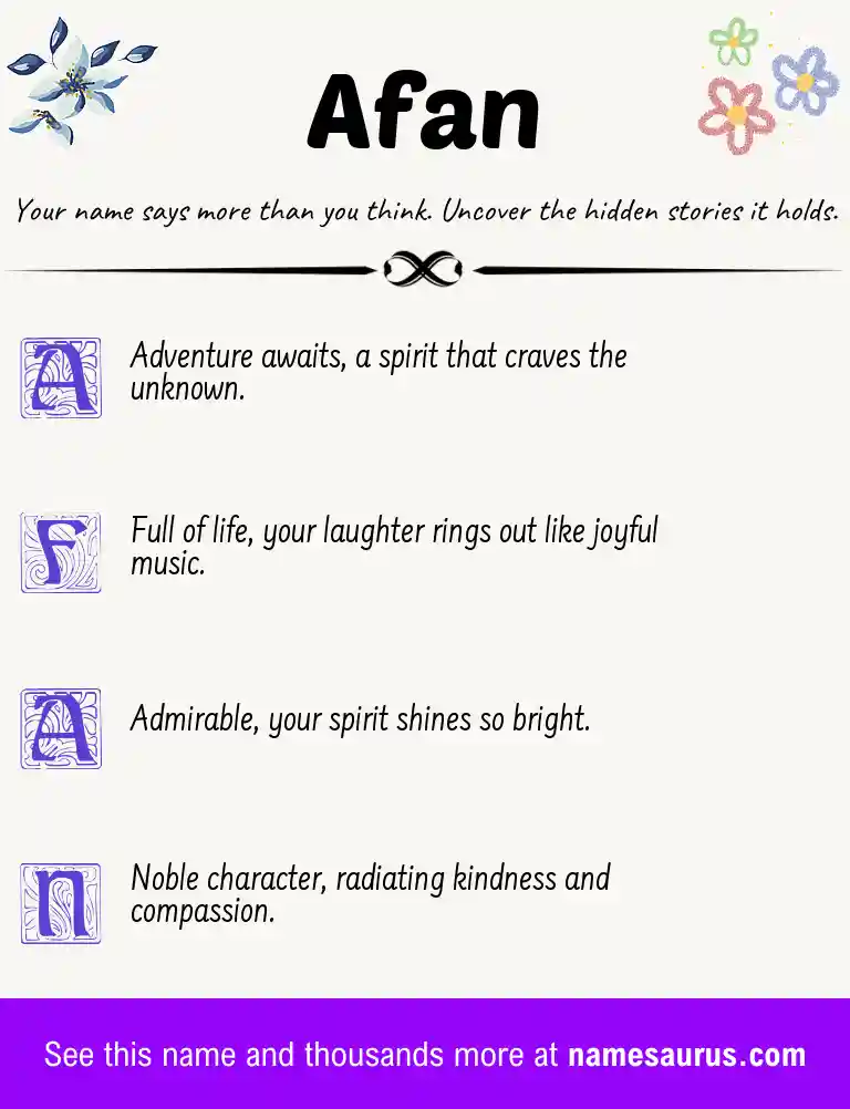 Acrostic poem about Afan.