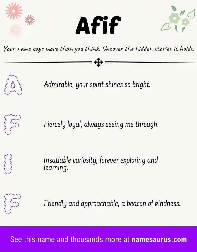 Acrostic poem about Afif.