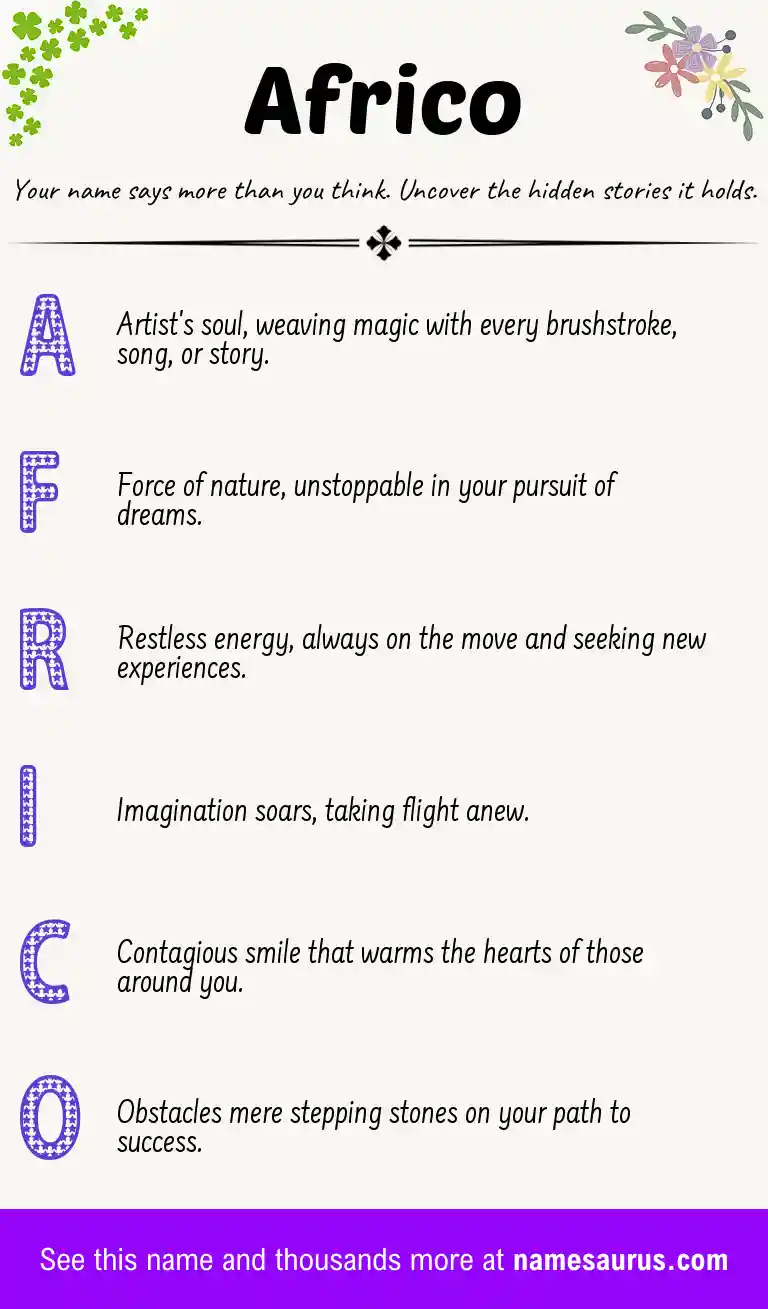 Acrostic poem about Africo.