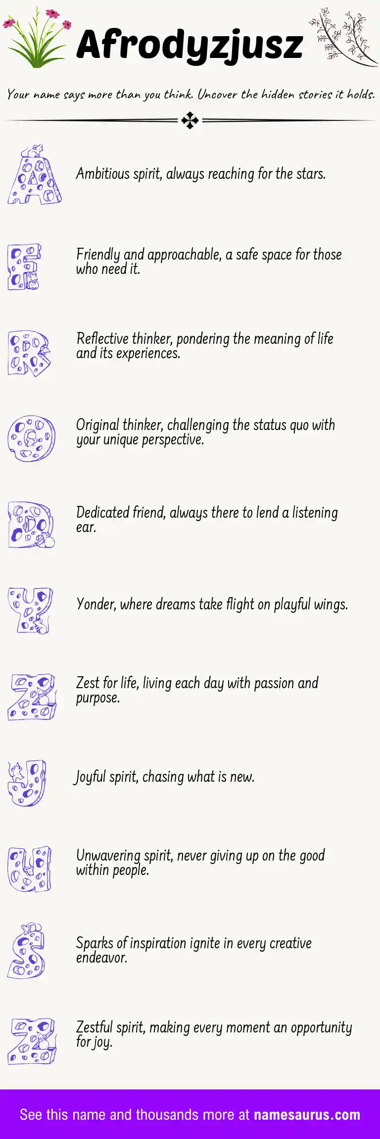 Acrostic poem about Afrodyzjusz.