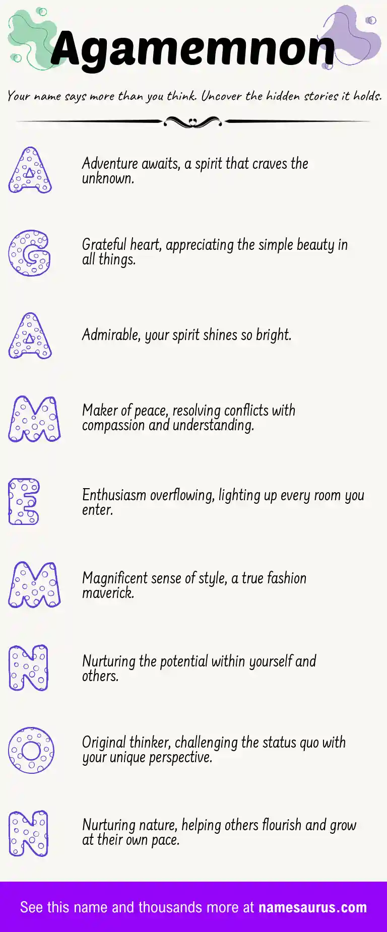 Acrostic poem about Agamemnon.
